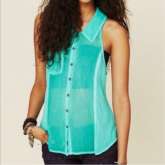 Free People Sheer Green Tank — We the Free - Picture 2 of 4